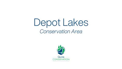White canvas with 'Depot Lakes Conservation Area' written and the Quinte Conservation logo.